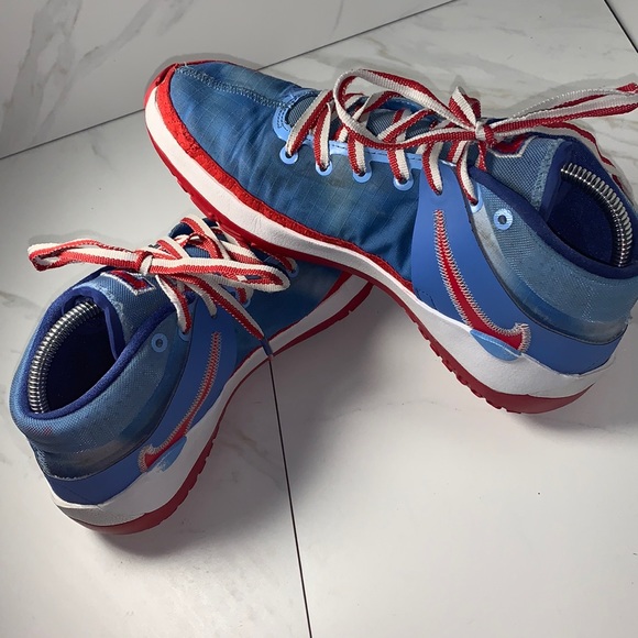 Nike KD 13 New Jersey Nets Hardwood Classic Blue Red Shoes size 7.5 - Picture 1 of 7